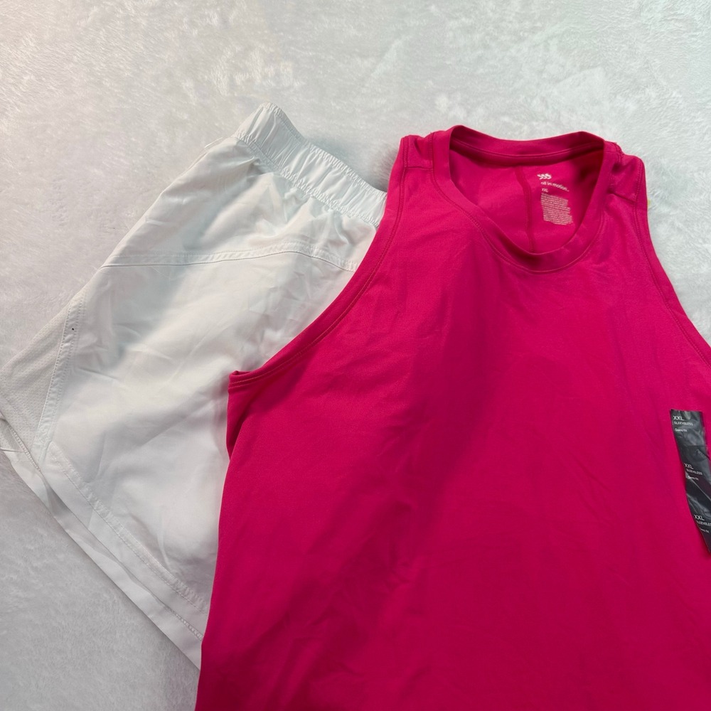 2-Piece Set Athletic Works‎ Shorts Women XXL White Running Gym 2-Piece Set NWT